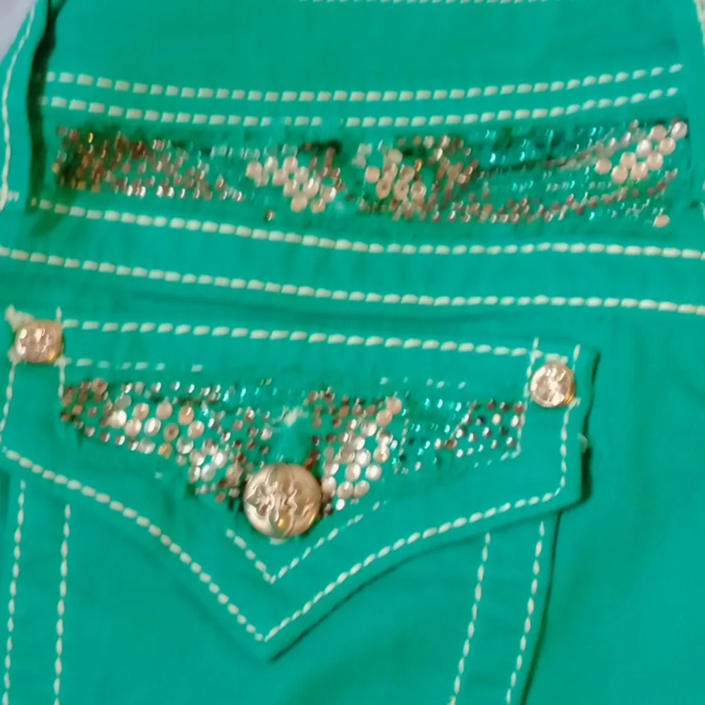Miss Me Turquoise Denim Jeans 16 Youth - Picture 10 of 14
